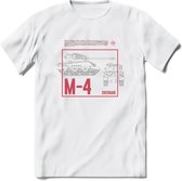 M4 Sherman leger T-Shirt | Unisex Army Tank Kleding | Dames / Heren Tanks ww2 shirt | Blueprint | Grappig bouwpakket Cadeau - Wit - L