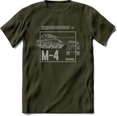 M4 Sherman leger T-Shirt | Unisex Army Tank Kleding | Dames / Heren Tanks ww2 shirt | Blueprint | Grappig bouwpakket Cadeau - Leger Groen - L