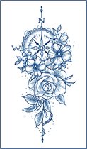 Jagua Henna neptattoo- Bloemen en kompas- Carnaval-Tijdelijke plak tattoo-Nep tatoeage-FST251