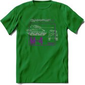 M4 Sherman leger T-Shirt | Unisex Army Tank Kleding | Dames / Heren Tanks ww2 shirt | Blueprint | Grappig bouwpakket Cadeau - Donker Groen - M