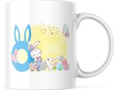 Paas Mok konijnen oren pasen O blauw | Paas cadeau | Pasen | Paasdecoratie | Pasen Decoratie | Grappige Cadeaus | Koffiemok | Koffiebeker | Theemok | Theebeker