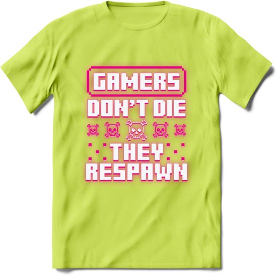 Gamers don't die pixel T-shirt | Neon Roze | Gaming kleding | Grappig game  verjaardag... | bol.com
