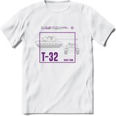 T32 Heavy tank leger T-Shirt | Unisex Army Tank Kleding | Dames / Heren Tanks ww2 shirt | Blueprint | Grappig bouwpakket Cadeau - Wit - S