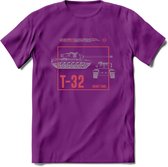 T32 Heavy tank leger T-Shirt | Unisex Army Tank Kleding | Dames / Heren Tanks ww2 shirt | Blueprint | Grappig bouwpakket Cadeau - Paars - XXL