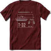 T32 Heavy tank leger T-Shirt | Unisex Army Tank Kleding | Dames / Heren Tanks ww2 shirt | Blueprint | Grappig bouwpakket Cadeau - Burgundy - S