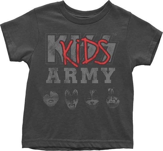 Kiss - Army Kinder T-shirt - 12 maanden - Zwart