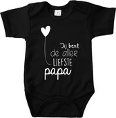 Go Mama Baby Romper - Rompertje - Romper Korte mouw - Romper Zwart- Maat 50/56 - Jij bent de allerliefste Papa - rompertjes baby met tekst