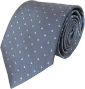Grijze XL stropdas met lichtblauwe stippen • Gestipte stropdas grijs • 160cm lang