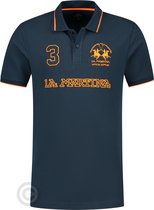 La Martina Pique Polo Shirt - Korte Mouw - Katoen/Elastane - Donkerblauw
