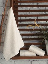 Handdoek set geborduurd 30x50cm (3 stuks) crème