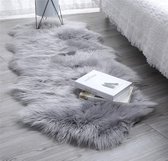 HEQUN Antislip lamsvel tapijt kunstbont schapenvacht imitatie woonkamer tapijten pluizig gezellige schapenvacht bed tapijt sofa mat (60 x 160 cm, grijs)