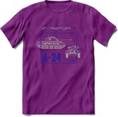 A34 Comet leger T-Shirt | Unisex Army Tank Kleding | Dames / Heren Tanks ww2 shirt | Blueprint | Grappig bouwpakket Cadeau - Paars - S