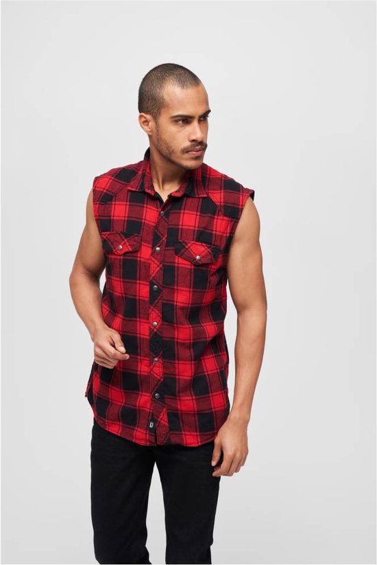 Brandit - Checkshirt sleeveless Overhemd - 4XL - Rood/Zwart