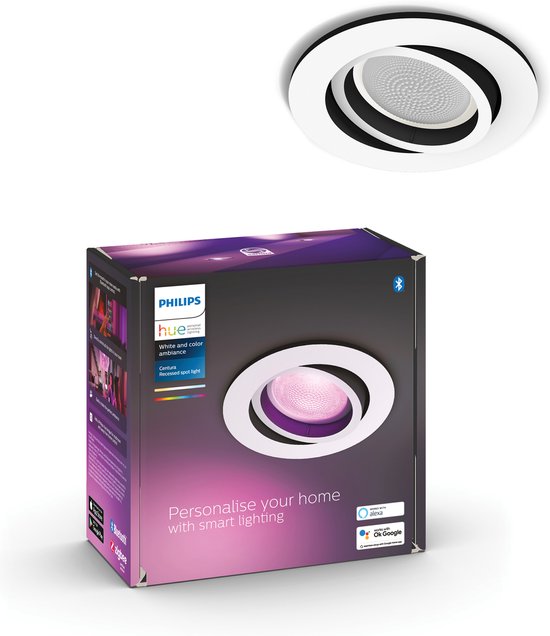 Philips Hue Centura Inbouwspot - White and Color Ambiance - GU10 - Wit - 6W - Rond - Bluetooth