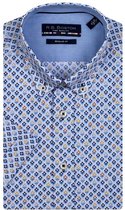 Bos Bright Blue 116670 Casual overhemd met korte mouwen - Maat XL - Heren