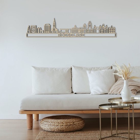 Skyline Roeselare Populierenhout 130 Cm Wanddecoratie Voor Aan De Muur Met Tekst City Shapes