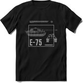 E75 leger T-Shirt | Unisex Army Tank Kleding | Dames / Heren Tanks ww2 shirt | Blueprint | Grappig bouwpakket Cadeau - Zwart - XL
