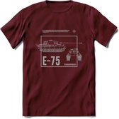 E75 leger T-Shirt | Unisex Army Tank Kleding | Dames / Heren Tanks ww2 shirt | Blueprint | Grappig bouwpakket Cadeau - Burgundy - M