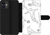 Bookcase Geschikt voor iPhone 12 Pro telefoonhoesje - Een illustratie van spelers in verschillende posities - Jongetje - Meisje - Kinderen - Met vakjes - Wallet case met magneetsluiting