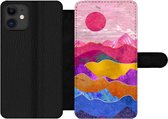 Bookcase Geschikt voor iPhone 12 Pro telefoonhoesje - Pride - Bi - Marmer print - Met vakjes - Wallet case met magneetsluiting