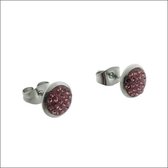 Aramat jewels ® - Druzy oorbellen zweerknopjes roze kristal chirurgisch staal 8mm