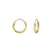 Bewerkte gold plated mini oorringetjes 10x1,2mm 925 zilver