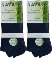 Navata Bamboe Sneaker Sokken - Marineblauw - Maat 39-42 - 4 Paar - Naadloos en Zacht
