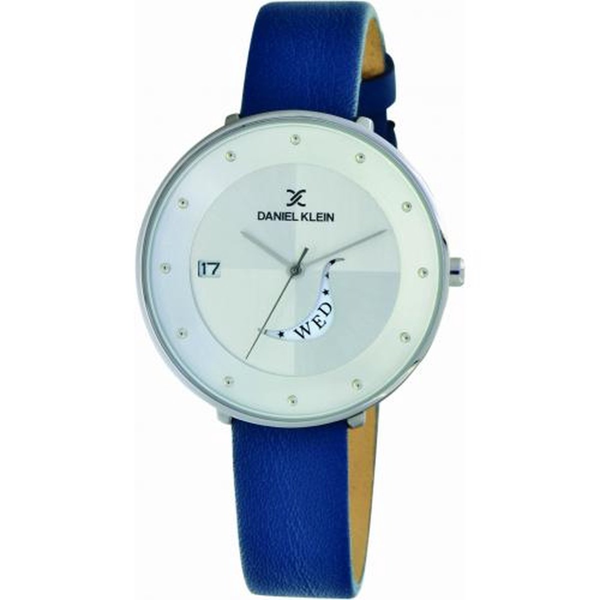 Daniel Klein DK11569-6 - Horloge - Analoog - Dames - Vrouwen - leren band - rond - Blauw - Zilverkleurig