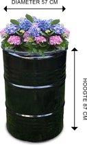Barrelkings Barrel Planter-Flowerpot-Metal Baril de pétrole industriel de 200 litres noir avec cuve