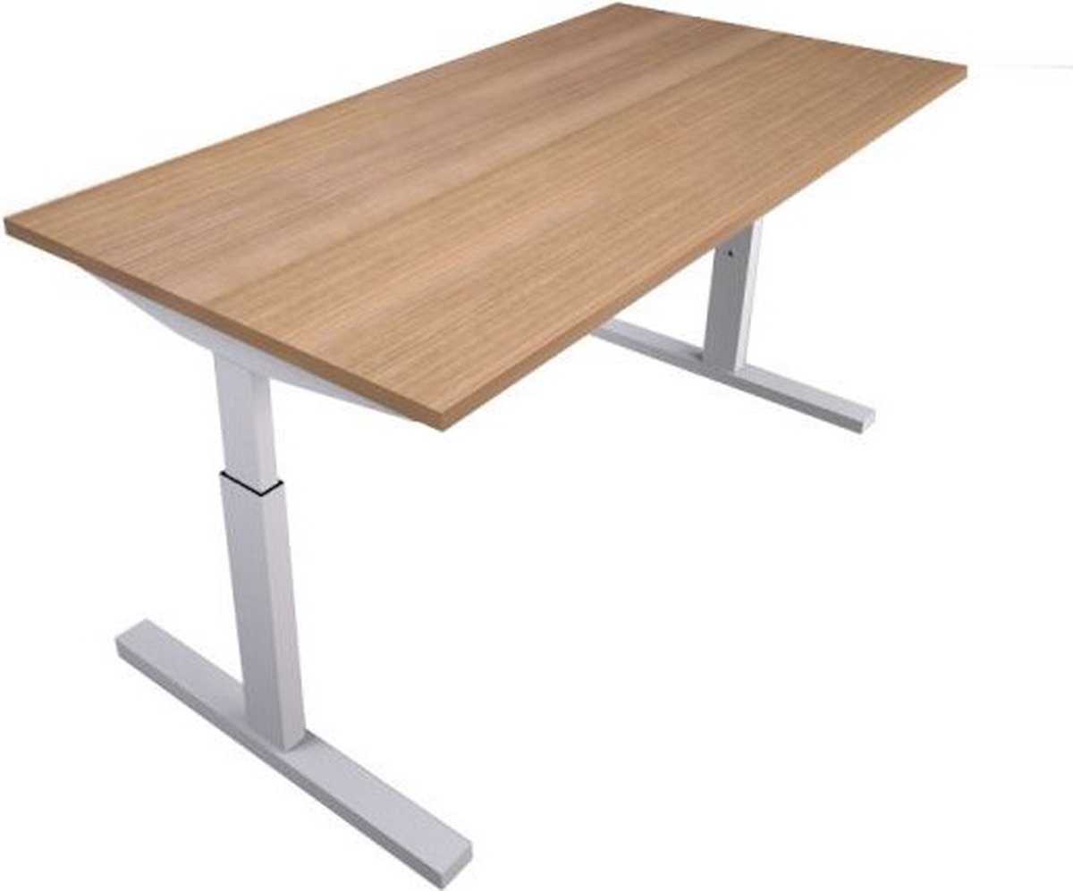 Offeco  Bureau Lobo  - Verstelbaar - Bureaus - Bureau - Kantoormeubels - Game bureau - height adjustable desk - Gaming desk - computertafel - Thuiswerken - 120x80cm - Wit - Havanna-- blad-  onderstel- x80