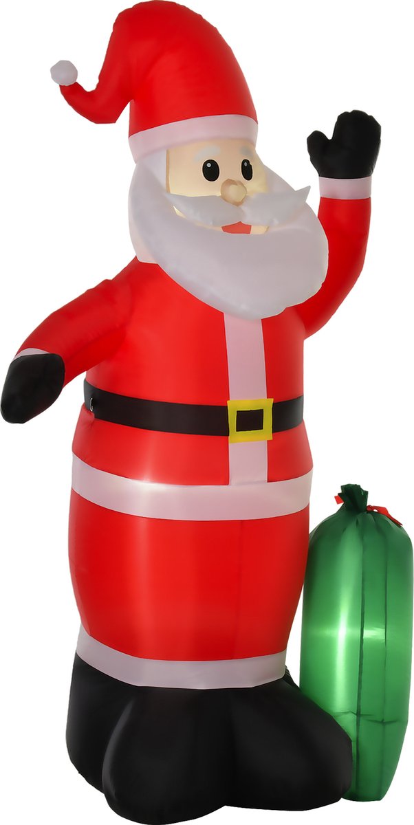 HOMCOM Kerstdecoratie ventilator zelfopblaasbare kerstman Santa Claus led 844-165