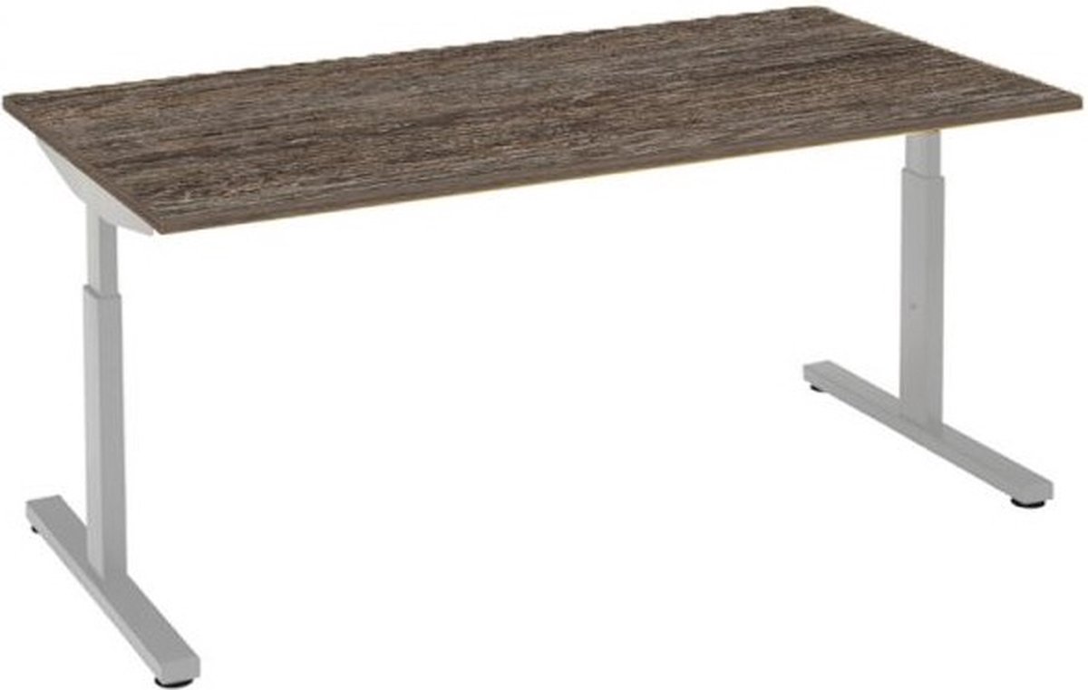 Offeco  Bureau Lobo  - Verstelbaar - Bureaus - Bureau - Kantoormeubels - Game bureau - height adjustable desk - Gaming desk - computertafel - Thuiswerken - 180x80cm - Aluminium - Bruin eiken-- blad-  onderstel- x80