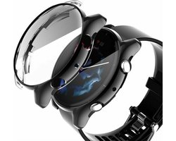 Strap-it TPU case - zwart bescherm hoesje geschikt voor Amazfit GTR 3 / 3 Pro - zwarte beschermhoes voor Amazfit GTR 3 / 3 Pro