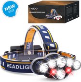 TIGIOO Hoofdlamp LED oplaadbaar - 500 Lumen + SOS-functie - Looplamp - Hardloopverlichting 8 LED-lampen