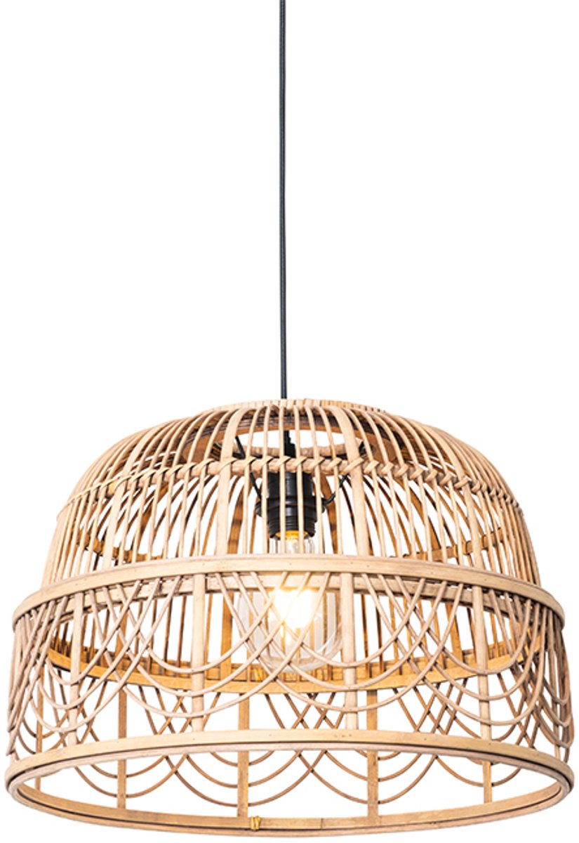 QAZQA michelle - Oosterse Hanglamp eettafel - 1 lichts - Ø 49 cm - Bruin - Woonkamer | Slaapkamer | Keuken