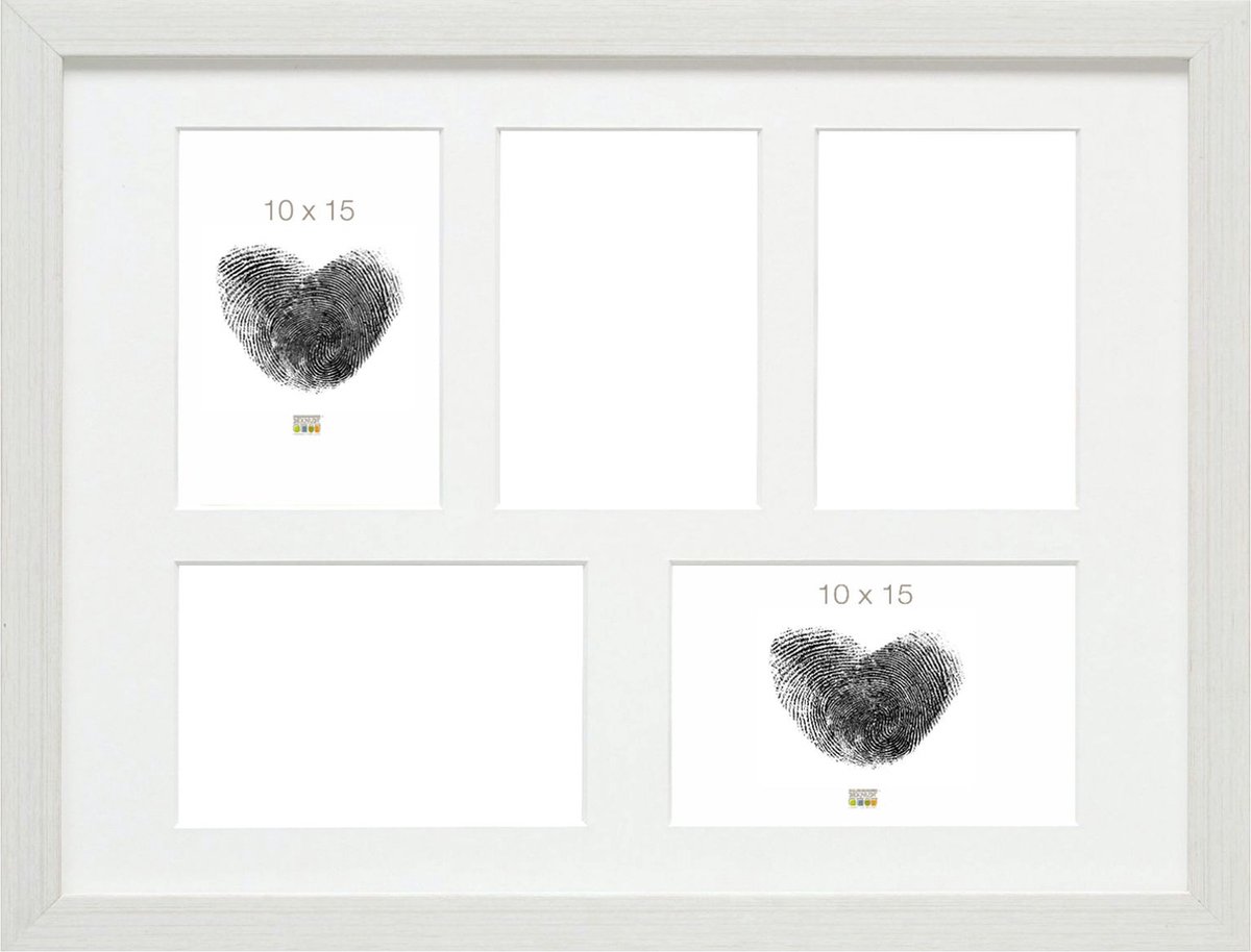 Deknudt Frames multifotolijst - wit - collagelijst voor 5 foto's 10x15 cm - met passe-partout