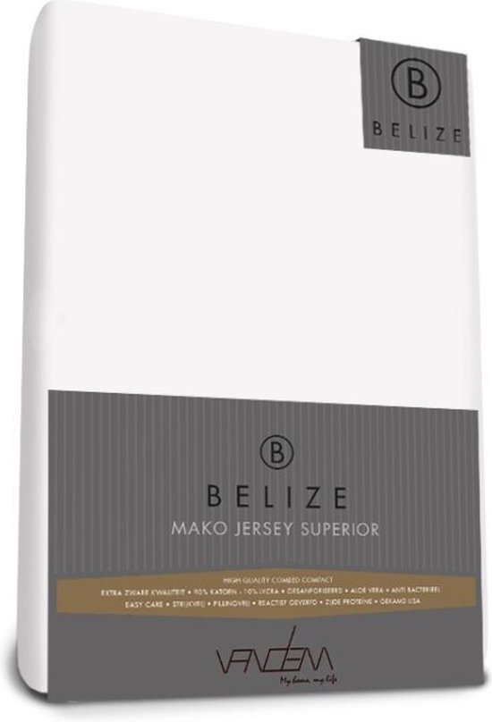 Van Dem - Belize  - Mako Jersey hoeslaken 180 x 210 cm wit