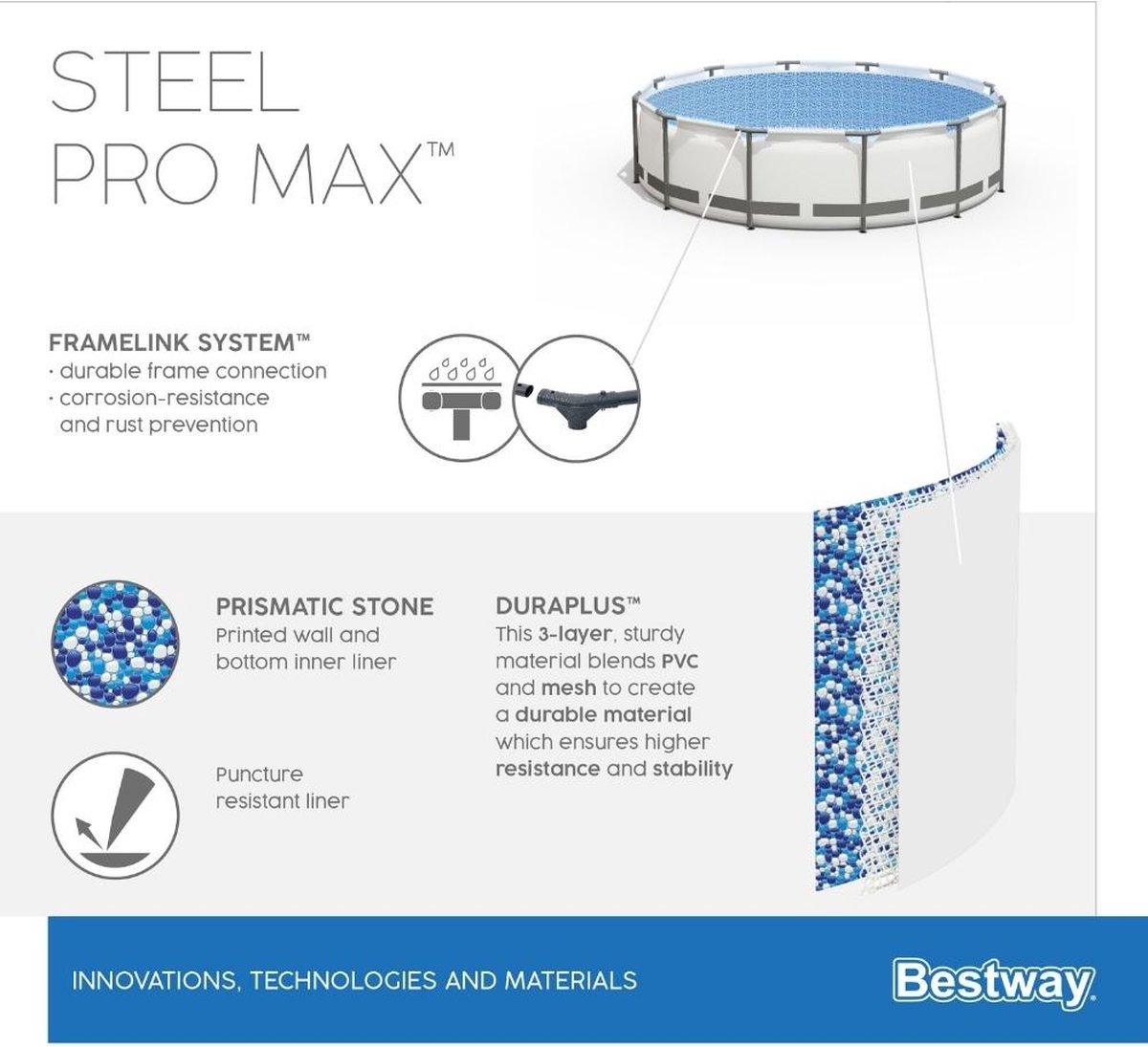 Bestway Steel Pro MAX kit piscine avec pompe de filtration - Ø 457 x 122 cm