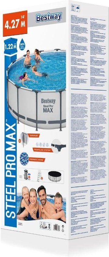Bestway - Steel Pro MAX - Opzetzwembad inclusief filterpomp en accessoires - 427x122 cm - Rond - Bestway