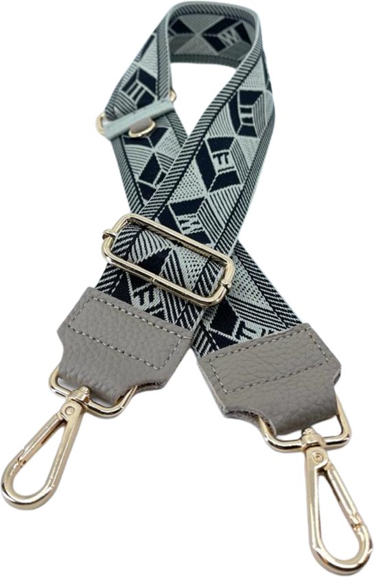 Schoudertas band - Hengsel - Bag strap - Fabric straps - Boho - Chique - Chic -  Minimalistische strakke zwarte lijnen