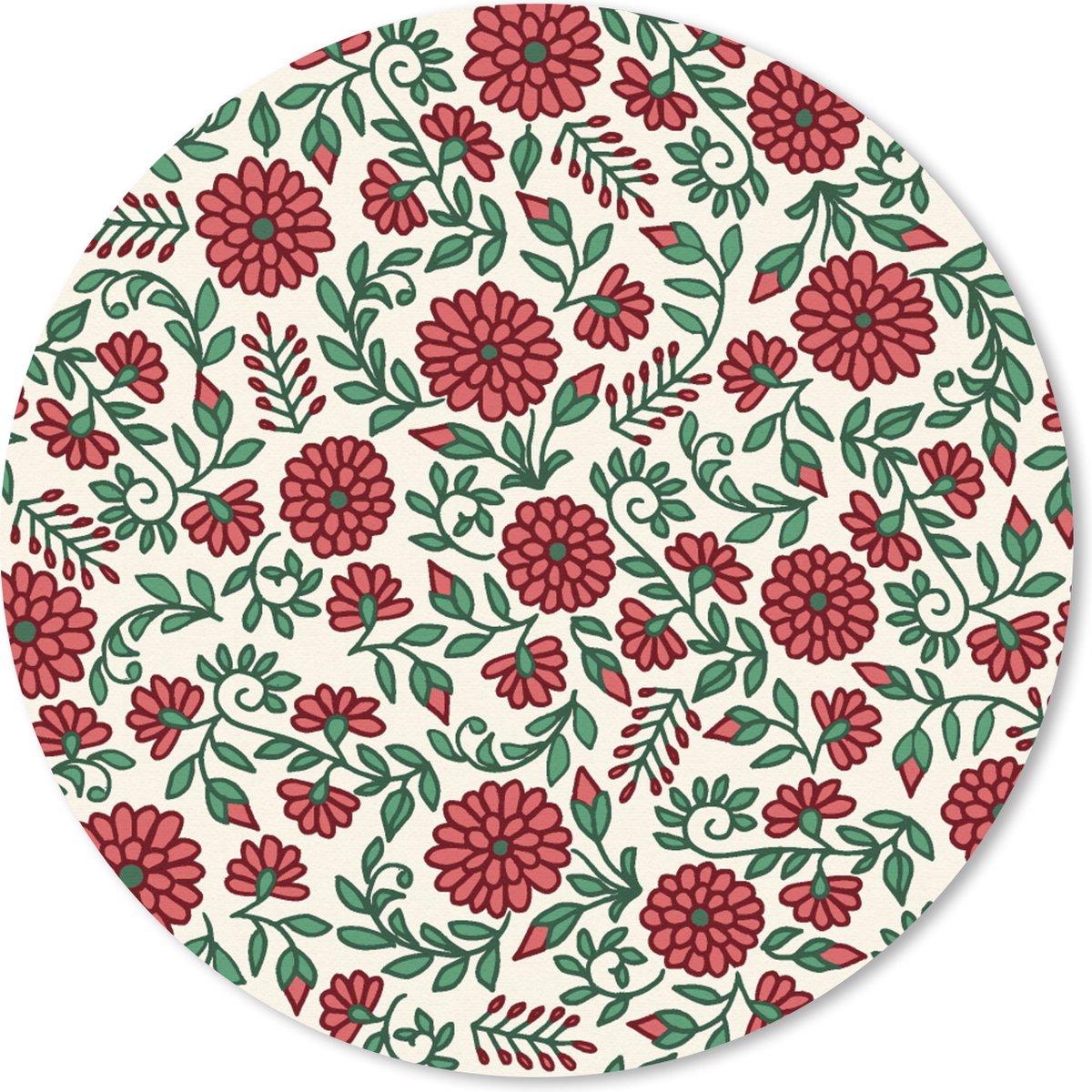 Muismat rond 40x40 cm - Mousepad Bloem - Planten - Boho - Design. - Ronde muismatten