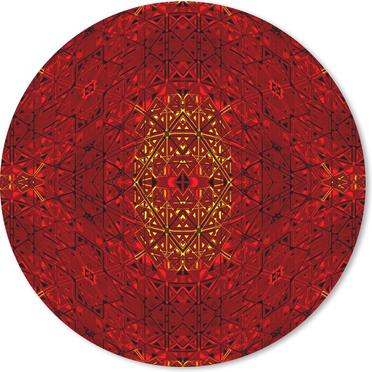 Muismat rond 40x40 cm - Mousepad Patroon - Abstract - Rood - Ronde muismatten
