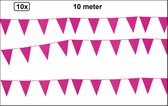 10x Vlaggenlijn pink 10 meter - Vlaglijn festival thema feest party verjaardag sweet 16