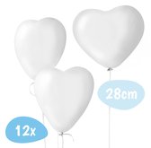 Hartjes Ballonnen - Wit - 28 CM - 12 Stuks - Latex Ballonnen Set - Geschikt Voor Helium
