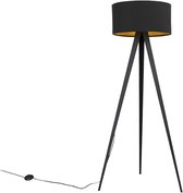 Bol.com QAZQA ilse - Moderne Vloerlamp | Staande Lamp met kap - 1 lichts - H 136 cm - Zwart Goud - Woonkamer | Slaapkamer aanbieding