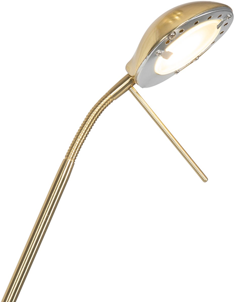QAZQA diva - Moderne Dimbare LED Vloerlamp | Staande Lamp met Dimmer met leeslamp - 1 lichts - H 1800 mm - Goud/messing - Woonkamer | Slaapkamer | Keuken thumbnail 6