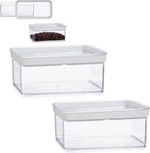 Set van 6x stuks keuken opslag voorraad bakjes transparant met deksel van 1.1 liter - Formaat 21 x 10 x 9 cm - Voorraadpotten