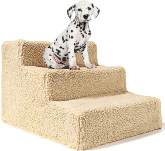 SPOCADO Albion Haustiertreppe | 3-stufige Hundetreppe mit Plüschbezug