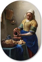 Wandovaal Het Melkmeisje - WallCatcher | Acrylglas 60x90 cm | Ovalen schilderij | Muurovaal Meesterwerk van Johannes vermeer