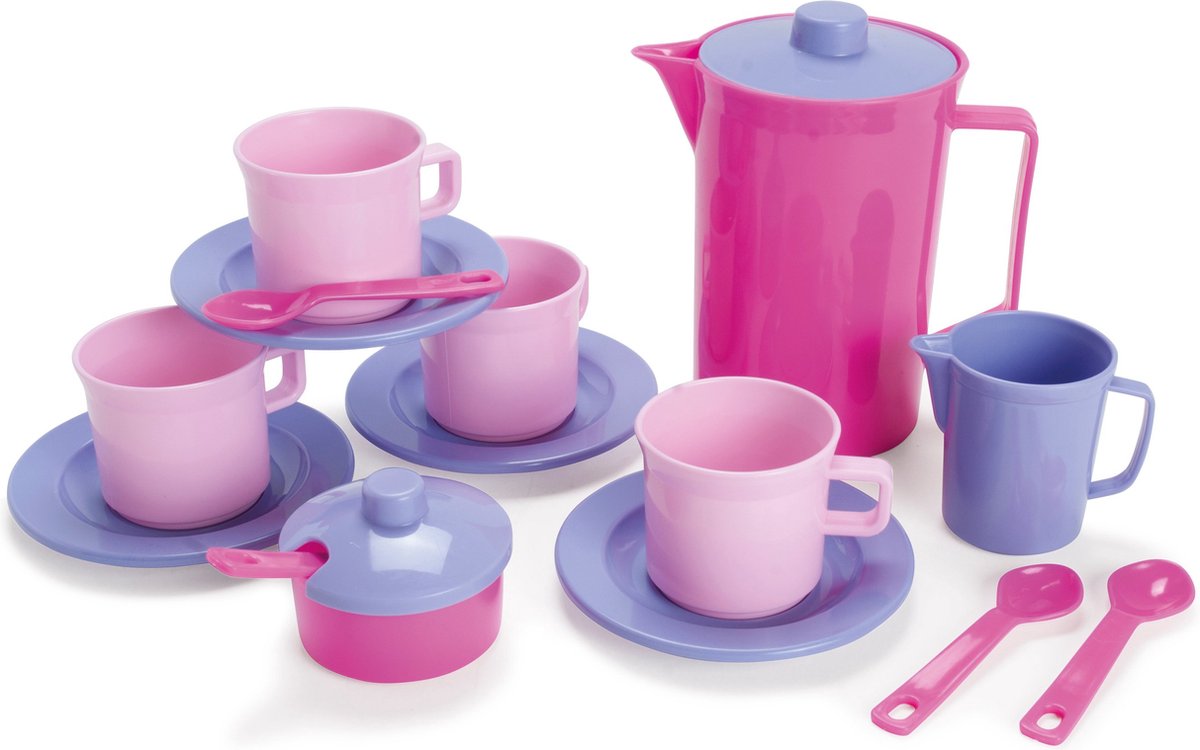Dantoy coffee set for 4, role play tea party with 17 pieces pretend